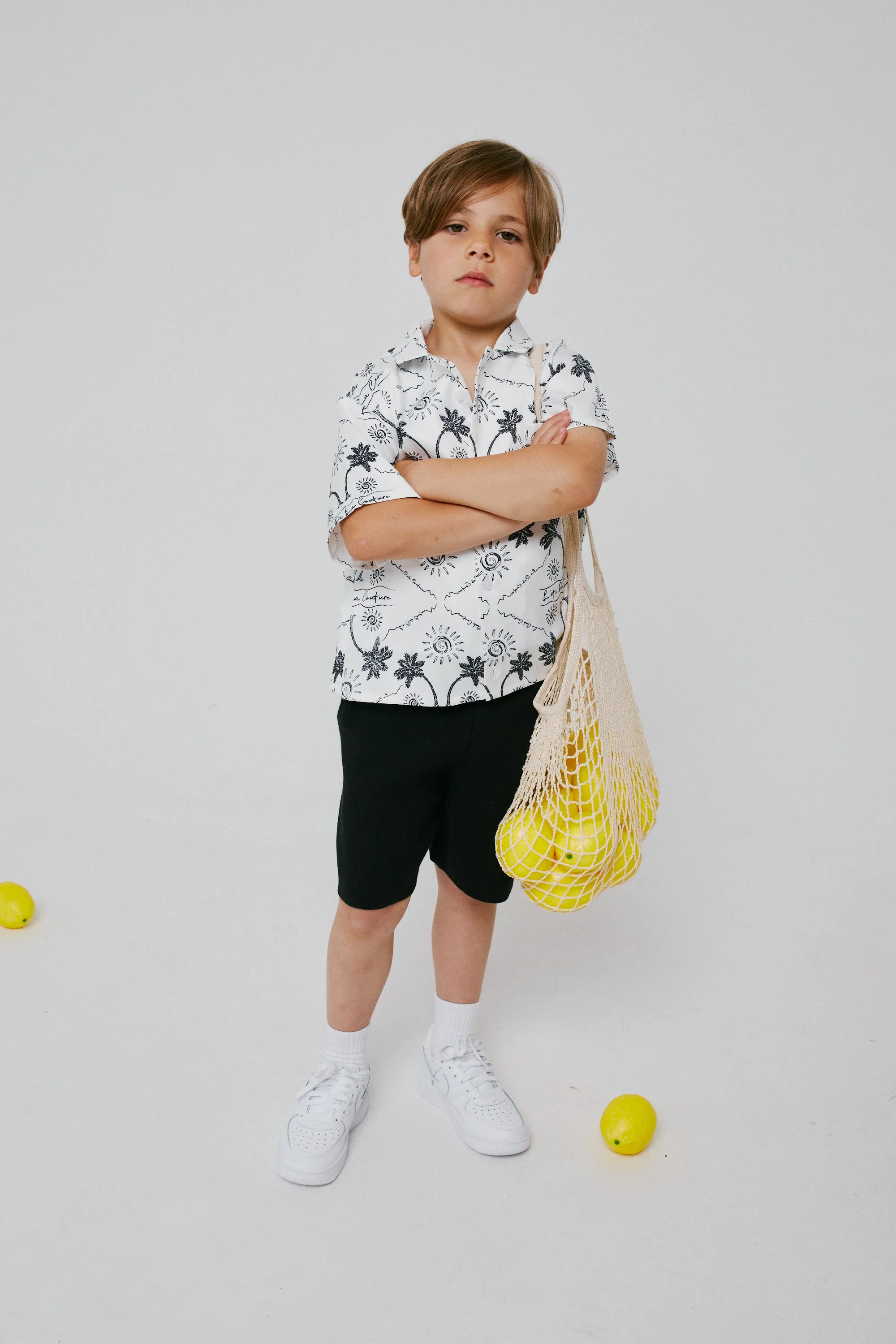 KIDS PALM PRINT SHIRT - WHITE