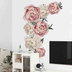 Living Room Wall Decor Sticker with Paper Flowers