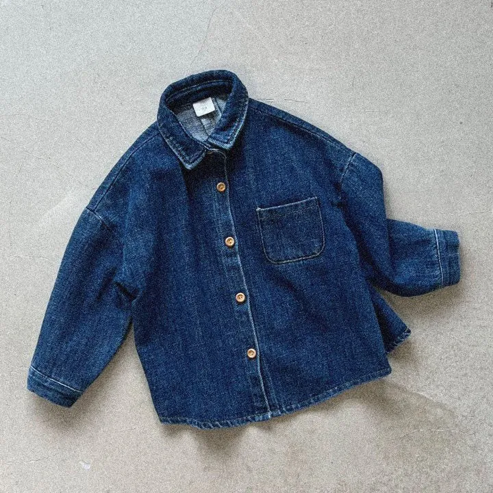 Kids Pocket Denim Shirt (3-8y) - Blue