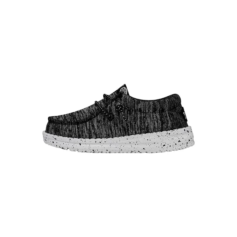 Children's Preschool Wally Sport Knit Sneakers in Black and White