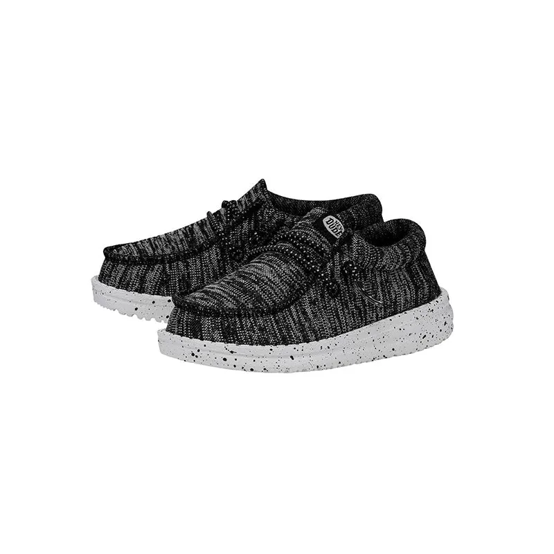 Children's Preschool Wally Sport Knit Sneakers in Black and White