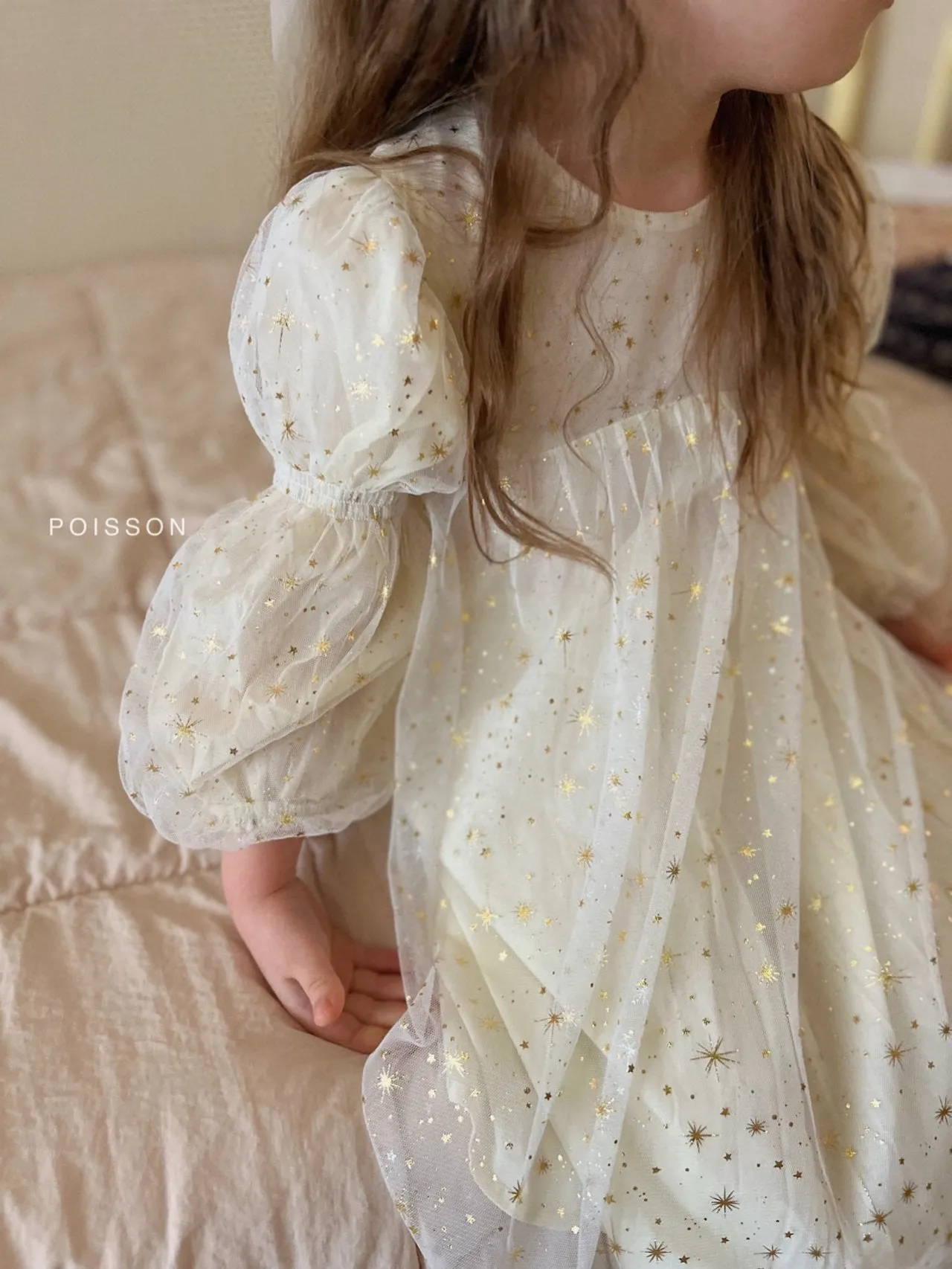 Kids Puff Sleeve Tulle Dress (2-5y) - Stars