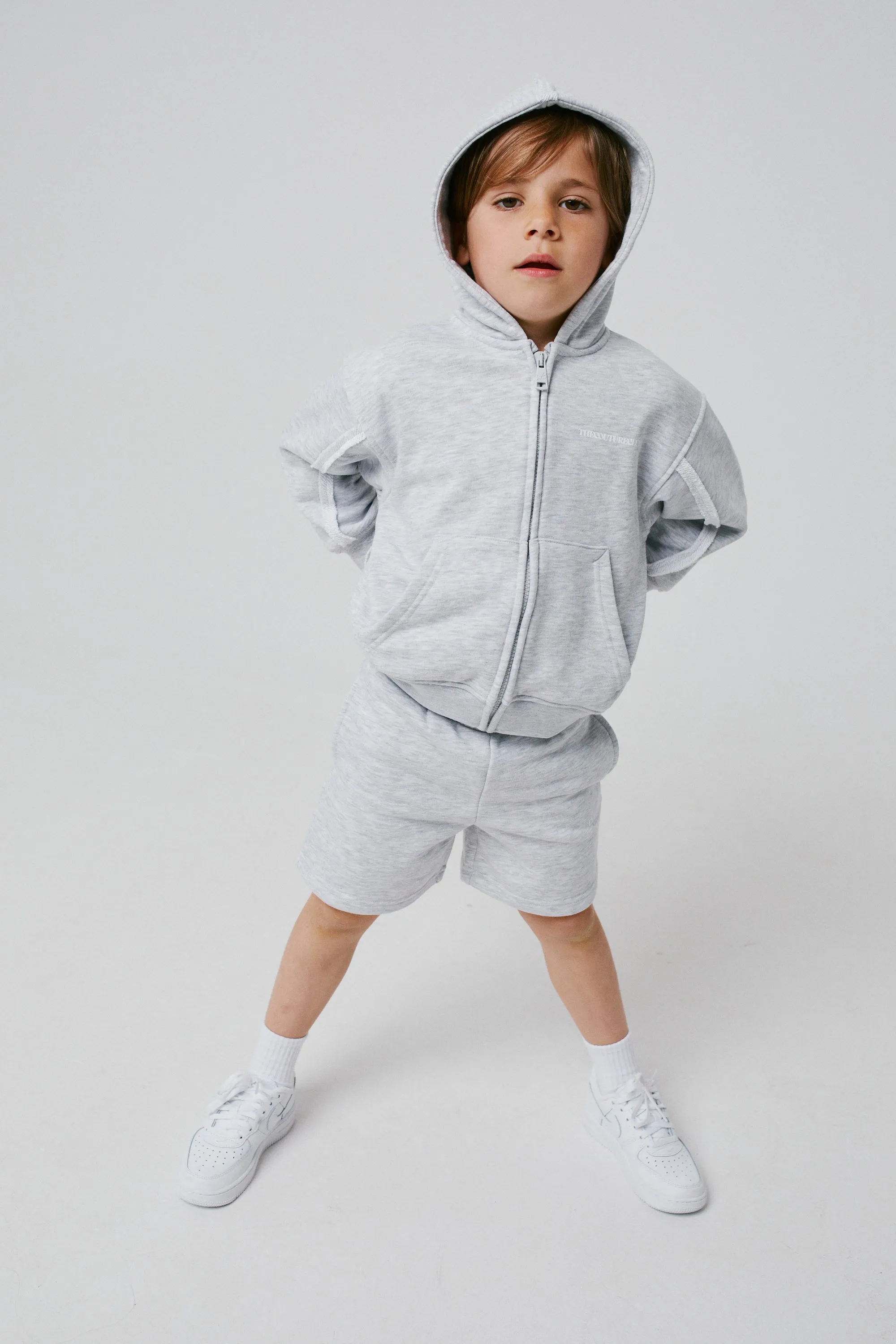 KIDS RAW SEAM SHORTS - GREY MARL