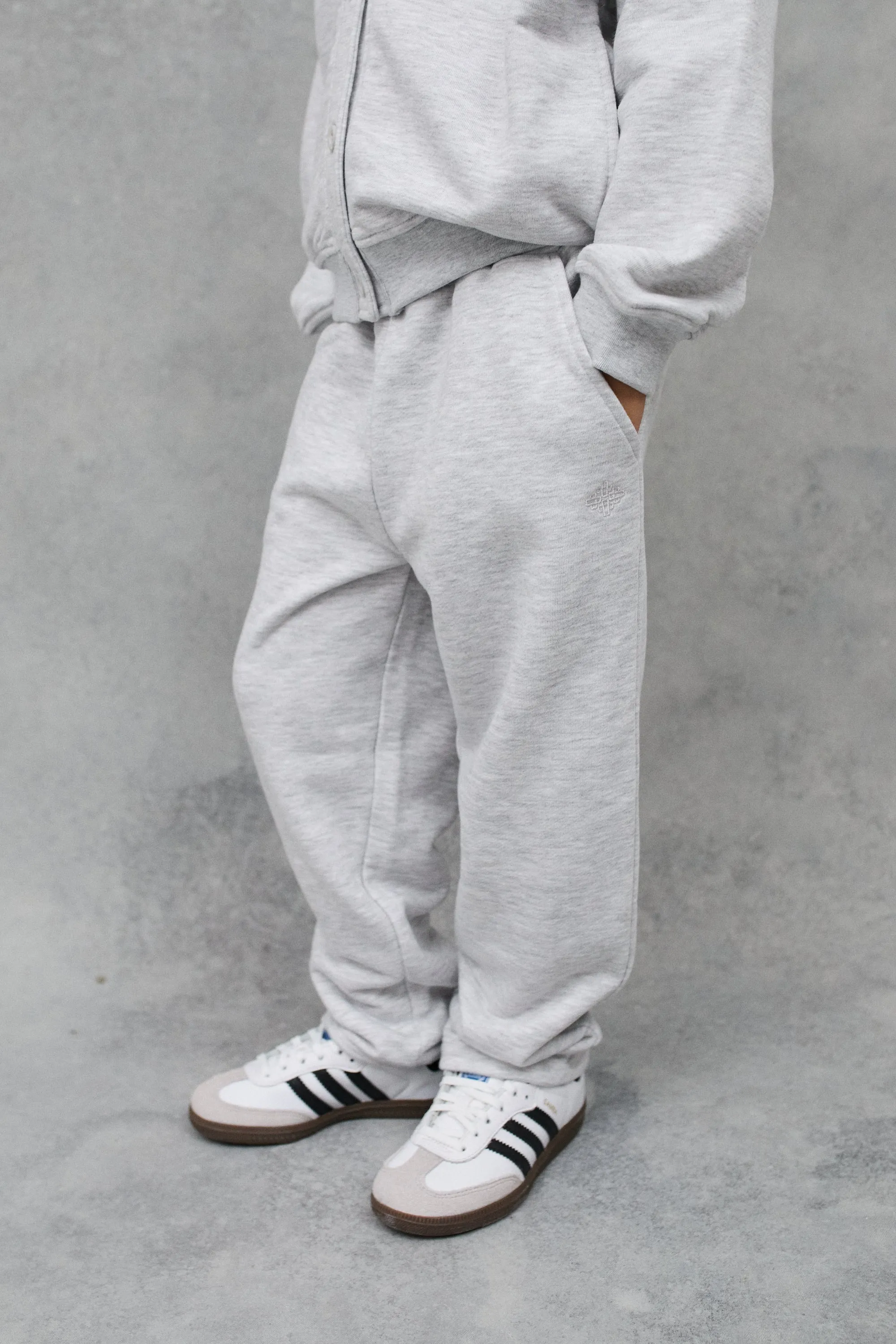 KIDS RELAXED STRAIGHT LEG JOGGERS - GREY MARL