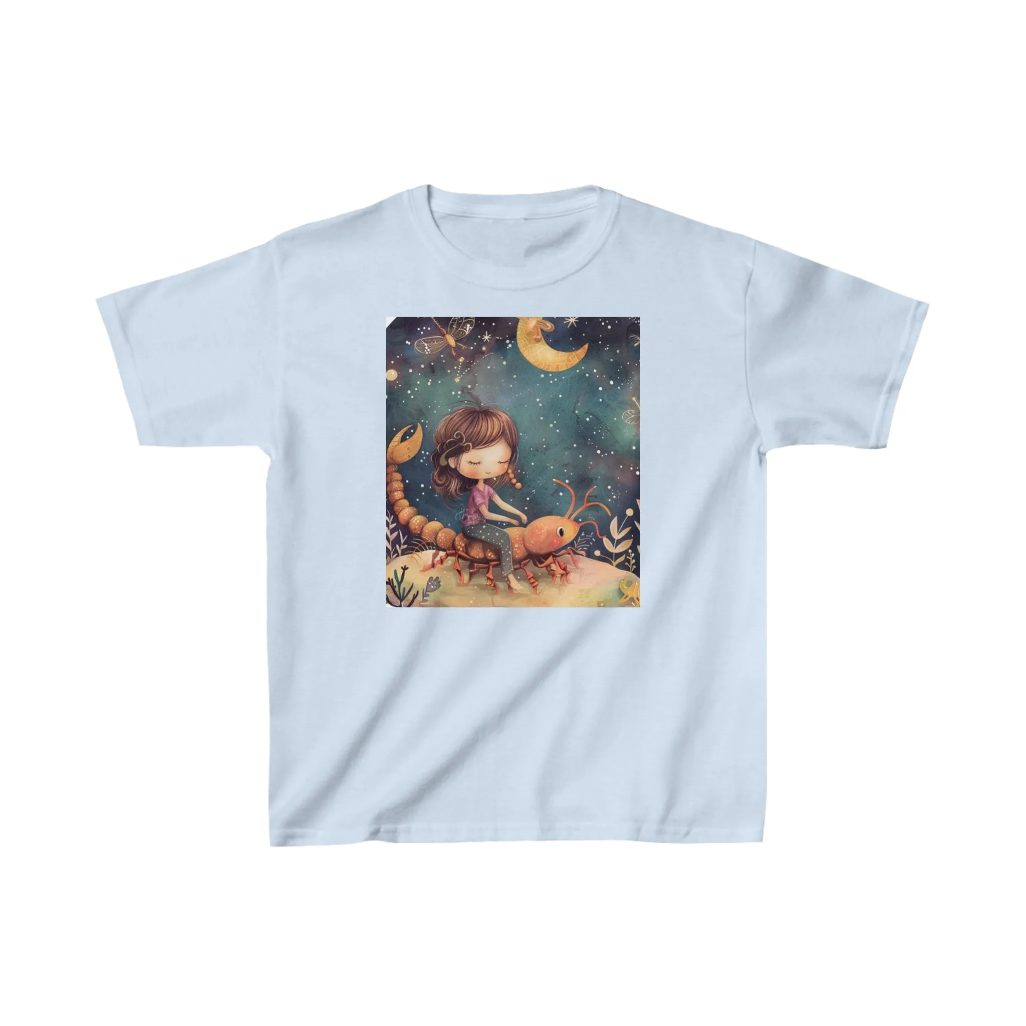 Heavy Cotton Tee for Kids - Scorpio Zodiac Print