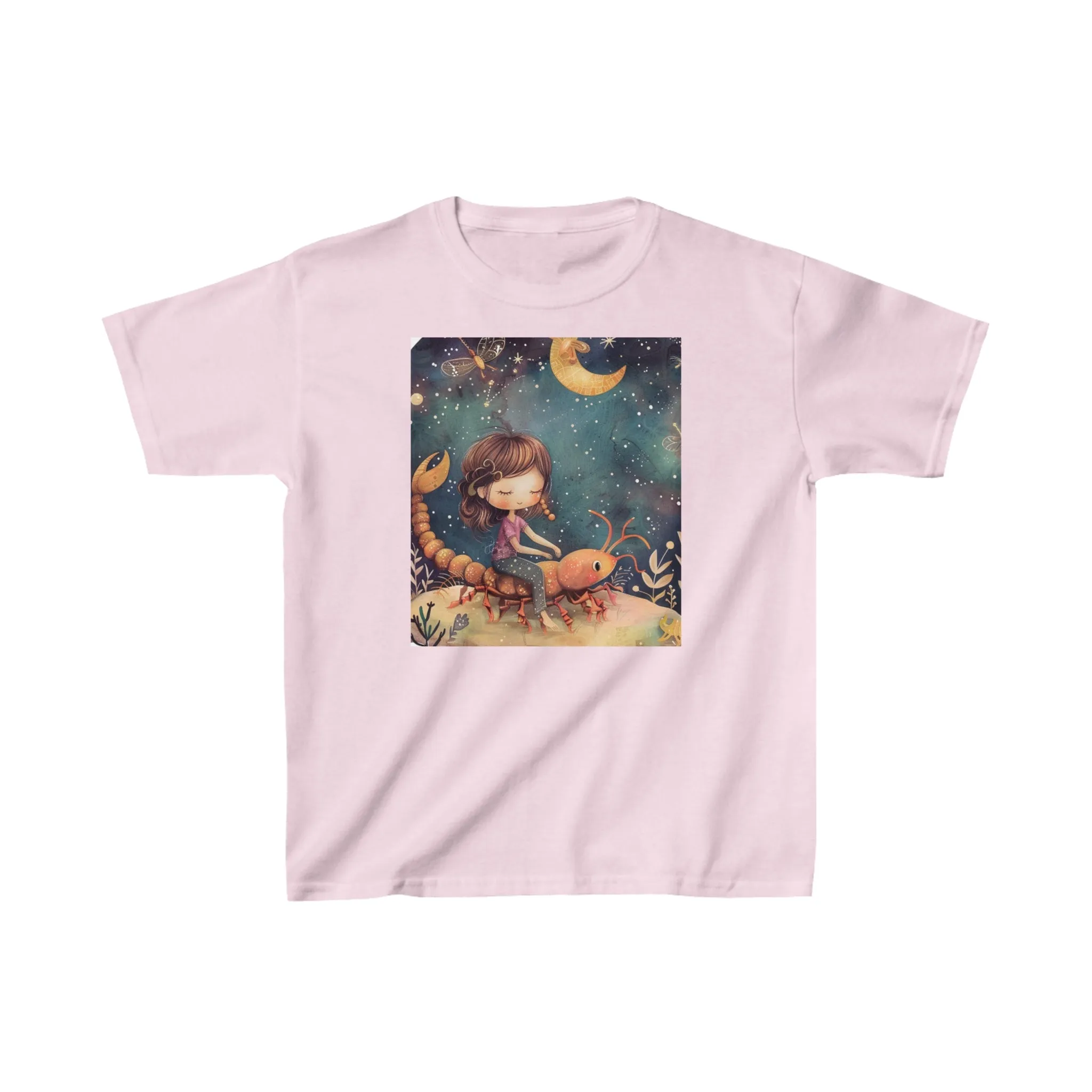 Heavy Cotton Tee for Kids - Scorpio Zodiac Print