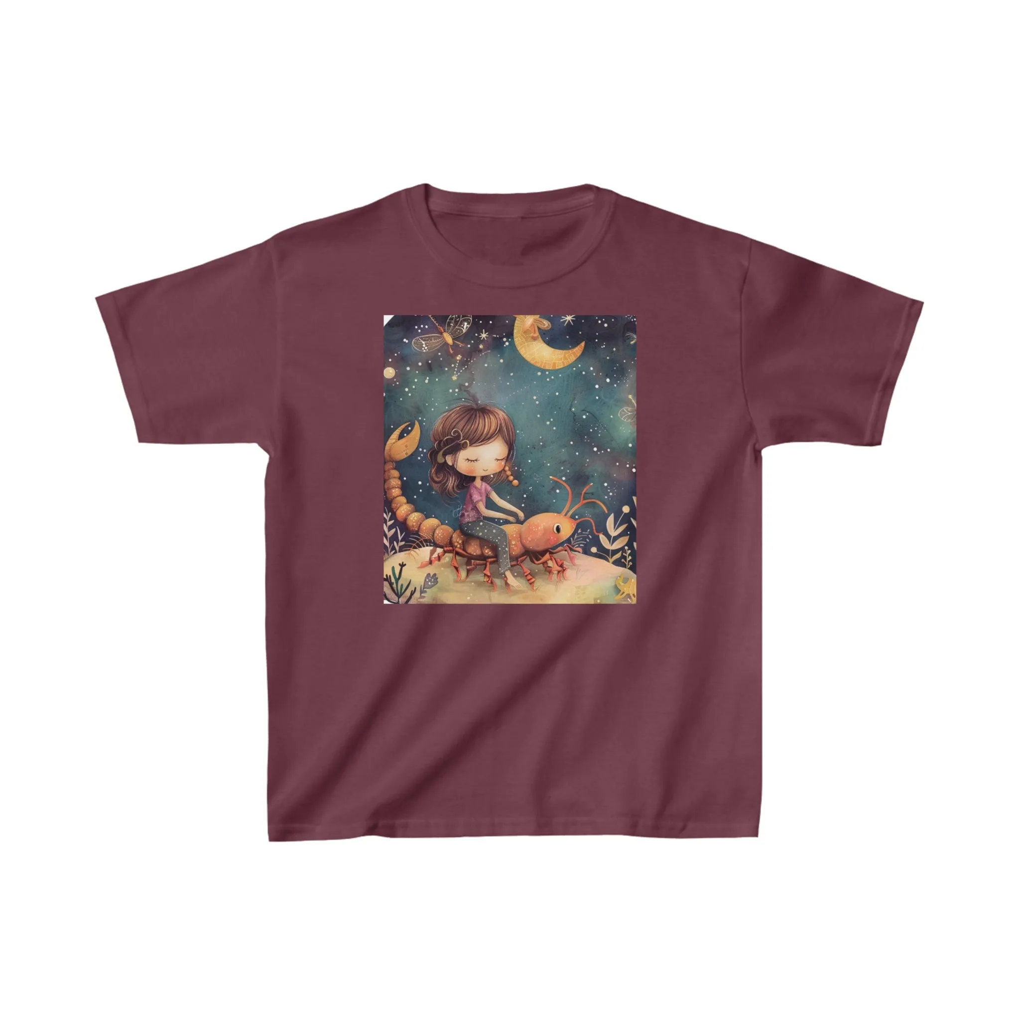 Heavy Cotton Tee for Kids - Scorpio Zodiac Print