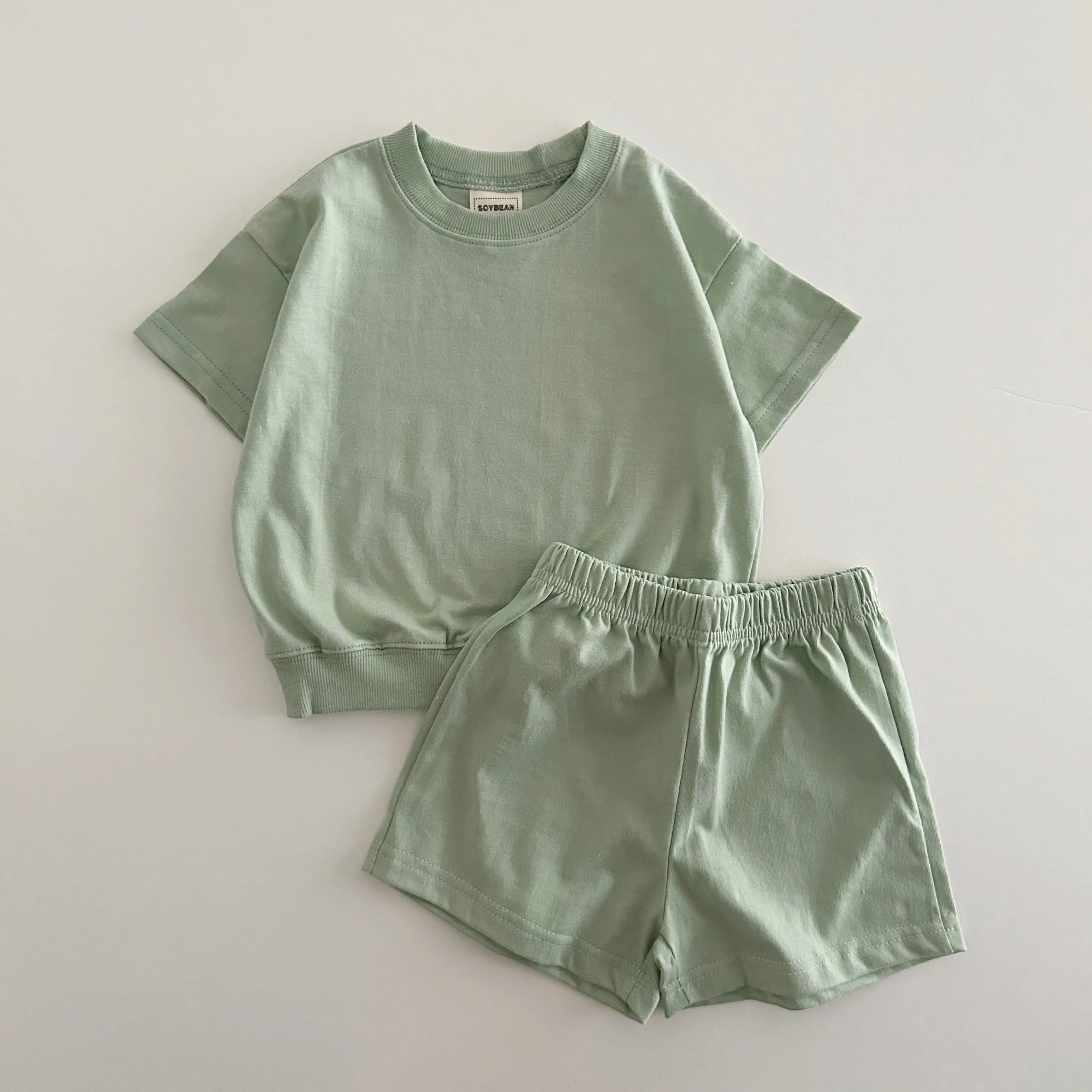 Kids Soy Summer Cotton Short Sleeve Top & Shorts Set (1-6y) - 9 Colors