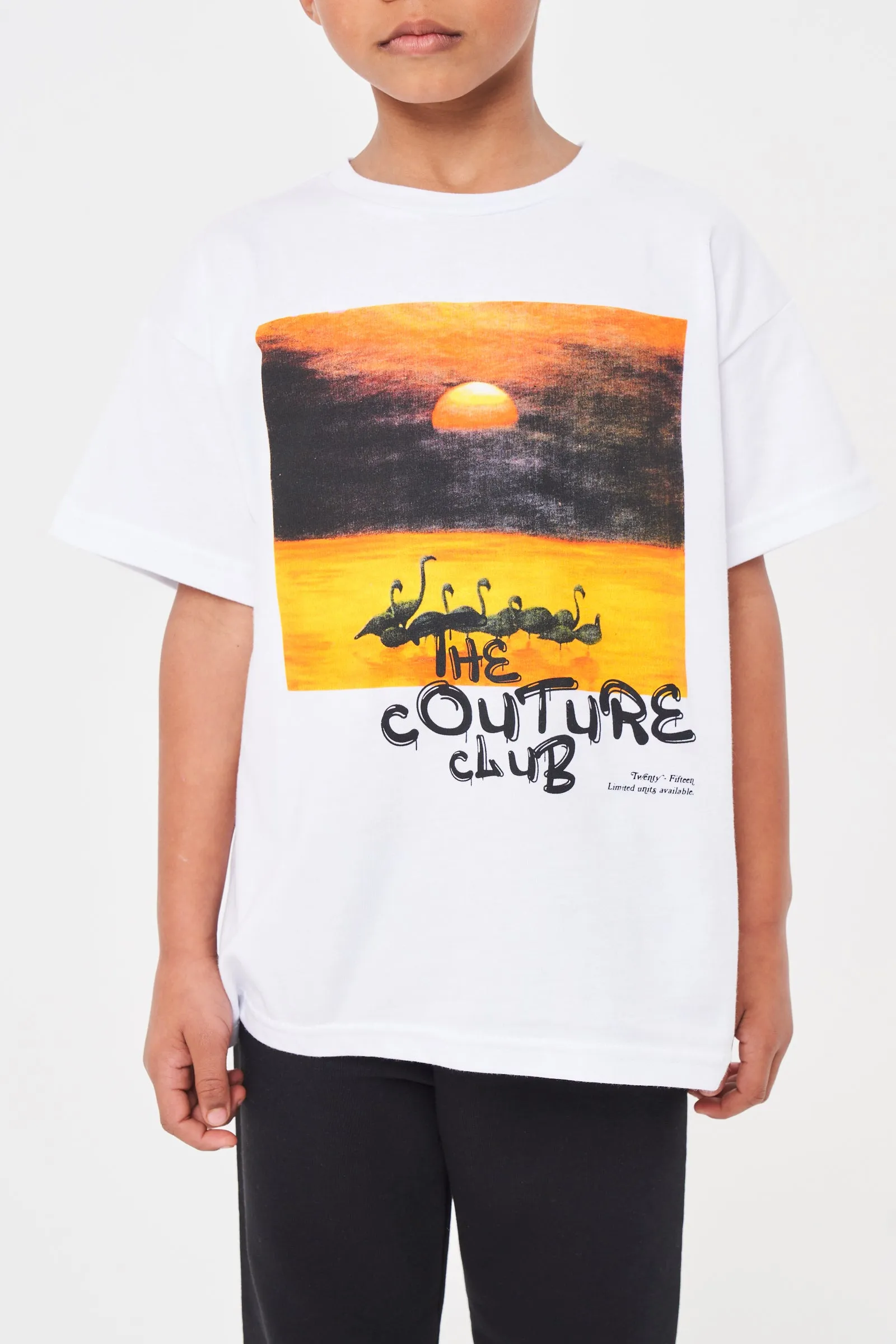 KIDS SUNSET PRINT SIGNATURE T-SHIRT - WHITE