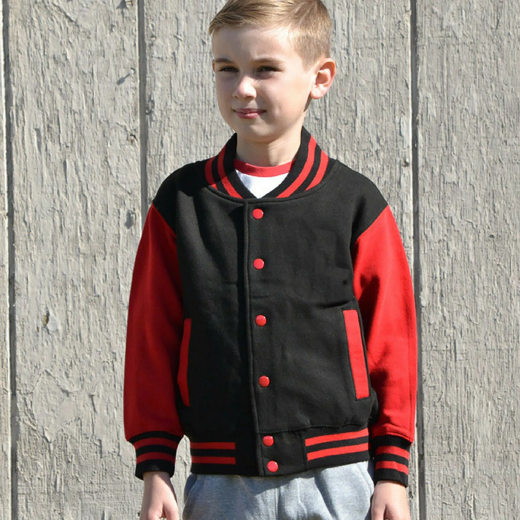 Kids Sweatshirt Varsity Jacket BLACK/RED