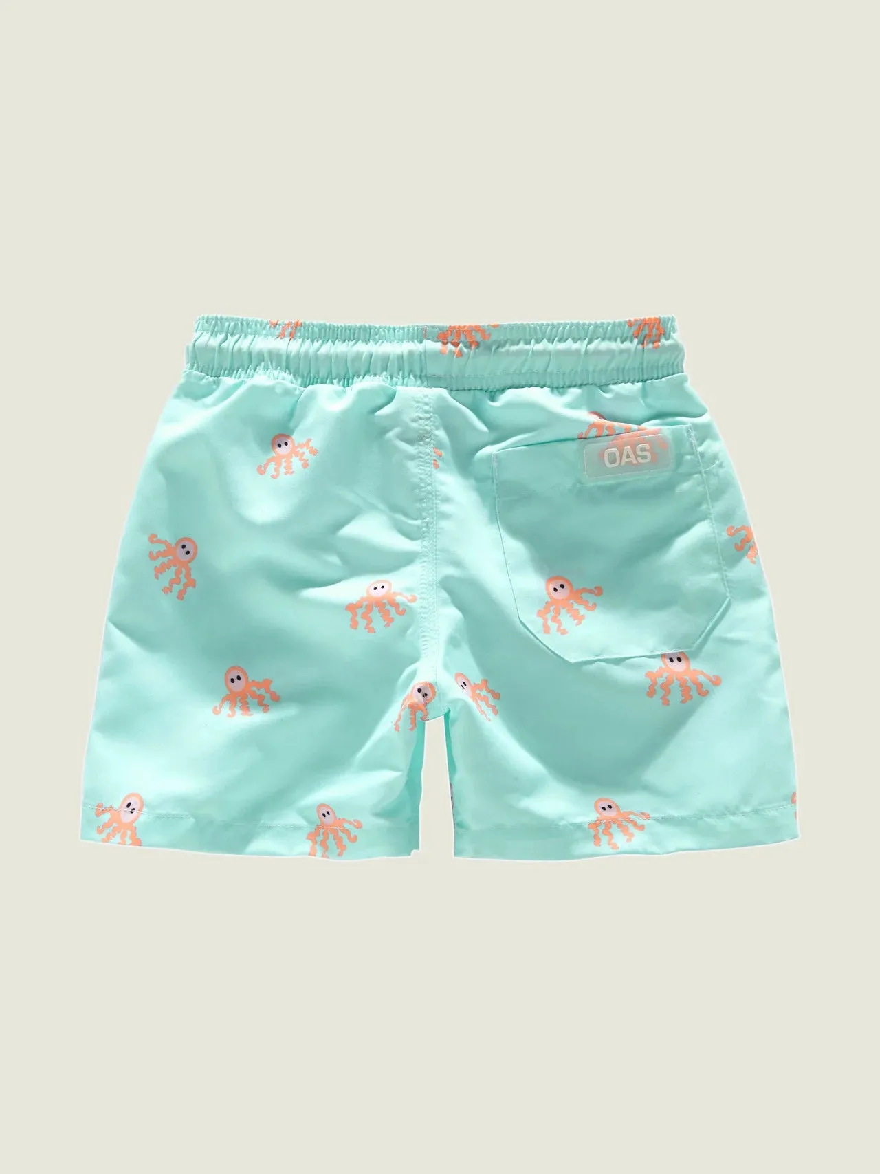 Kids Swim Shorts - Orange Octopus