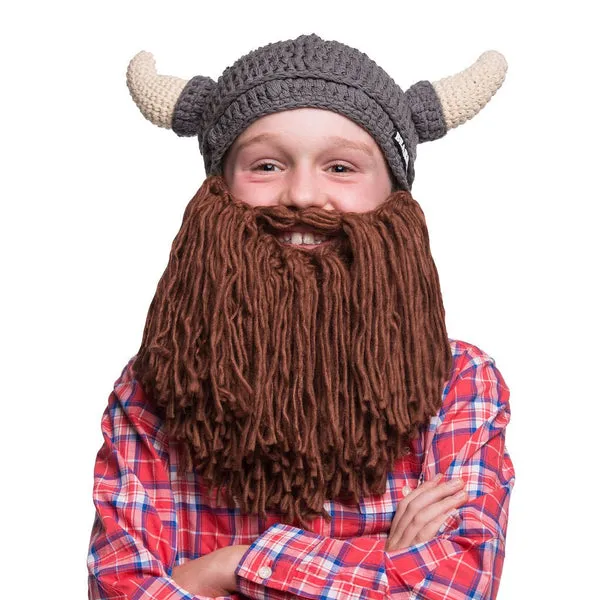 Kids Viking Horn Bearded Hat