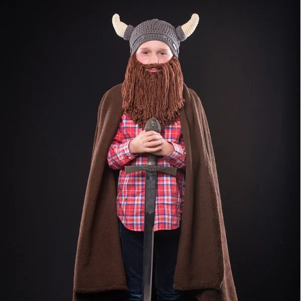 Kids Viking Horn Bearded Hat