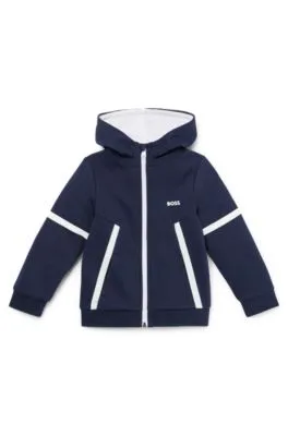 Kids' hoodie in cotton-blend fleece with printed logo