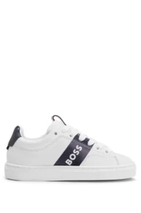 Kids' lace-up trainers in leather with logo stripe