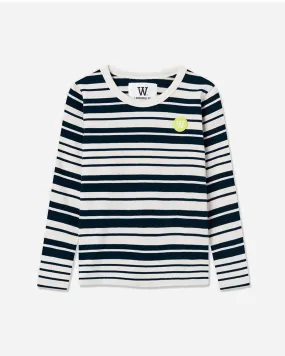 Kim Stripe Kids Long Sleeve - Off-White/Navy Stripes