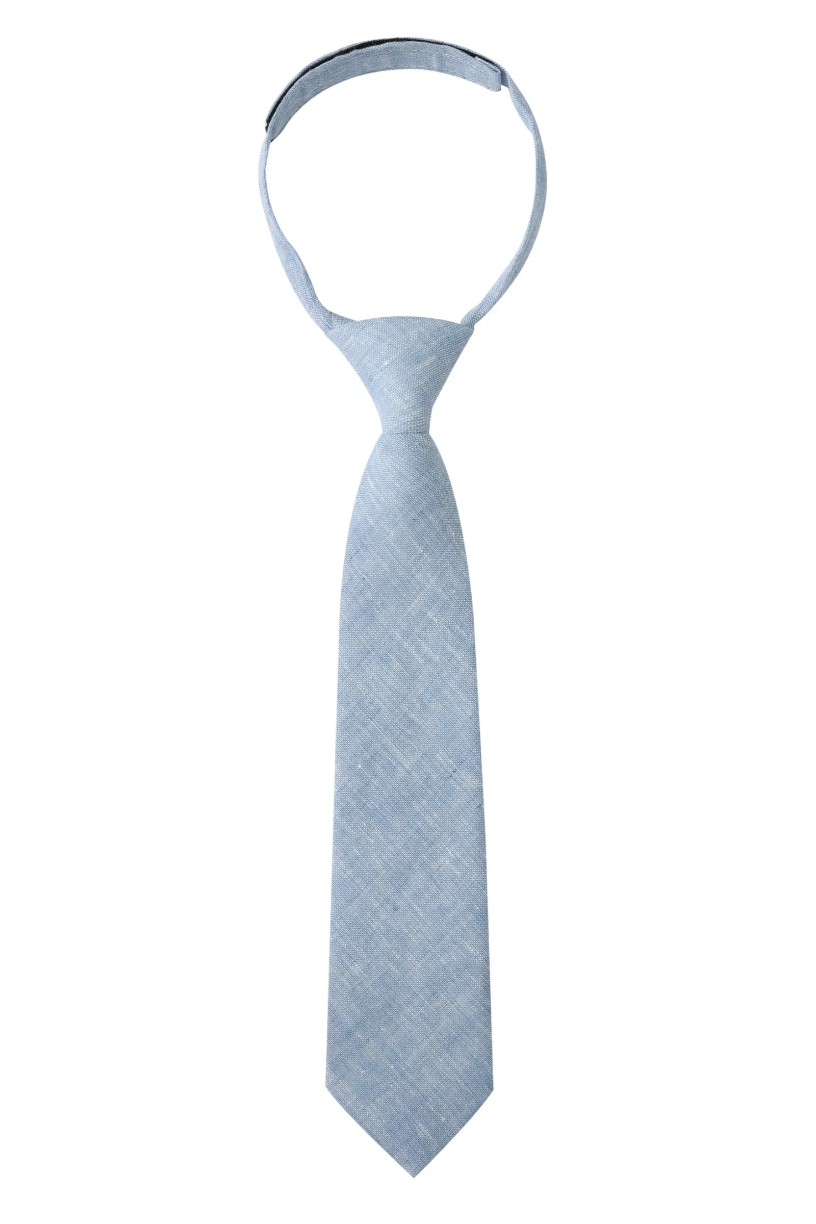 Light Blue Chambray Kids Necktie in Linen