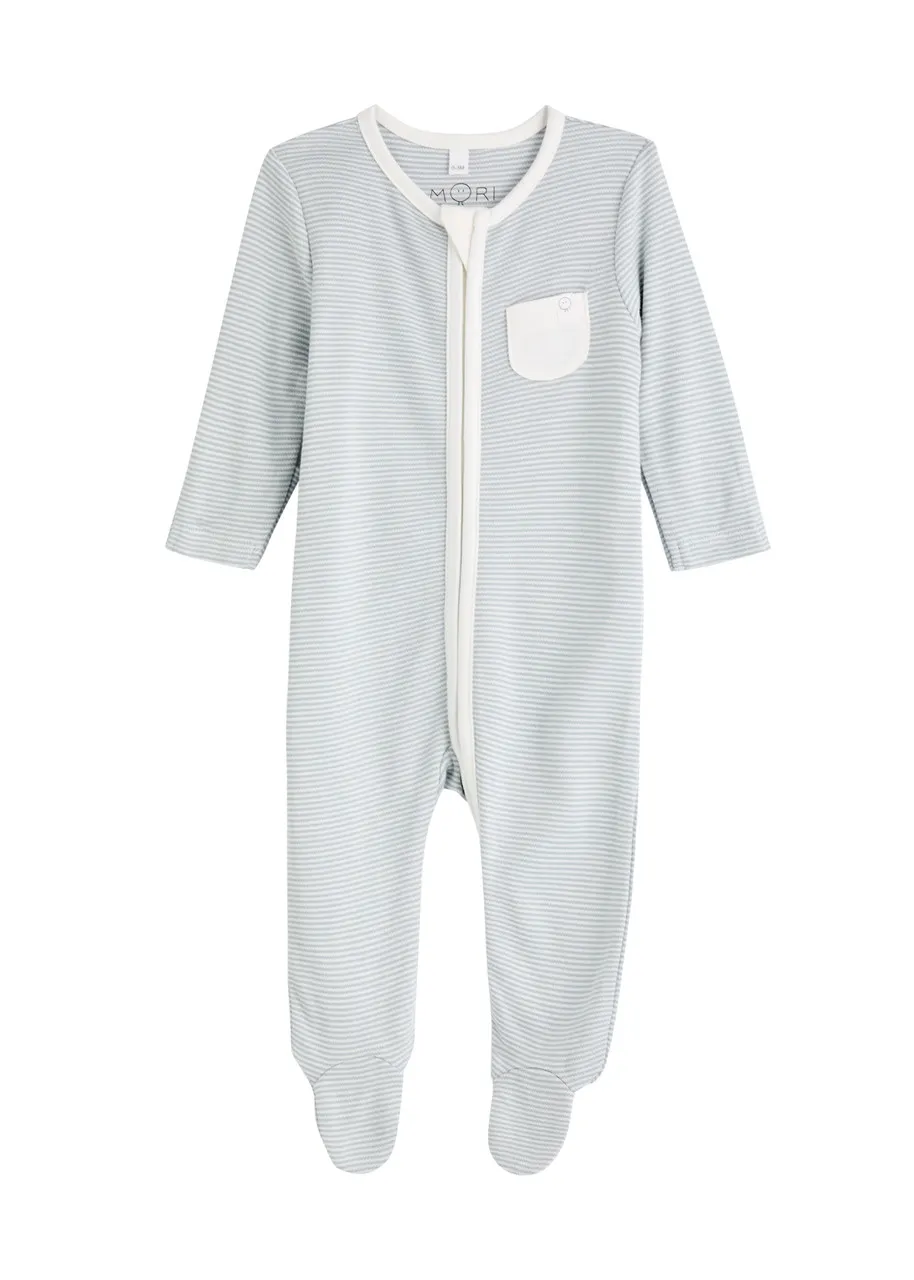 MORI KIDS Striped jersey babygrow  -                         -                     -                