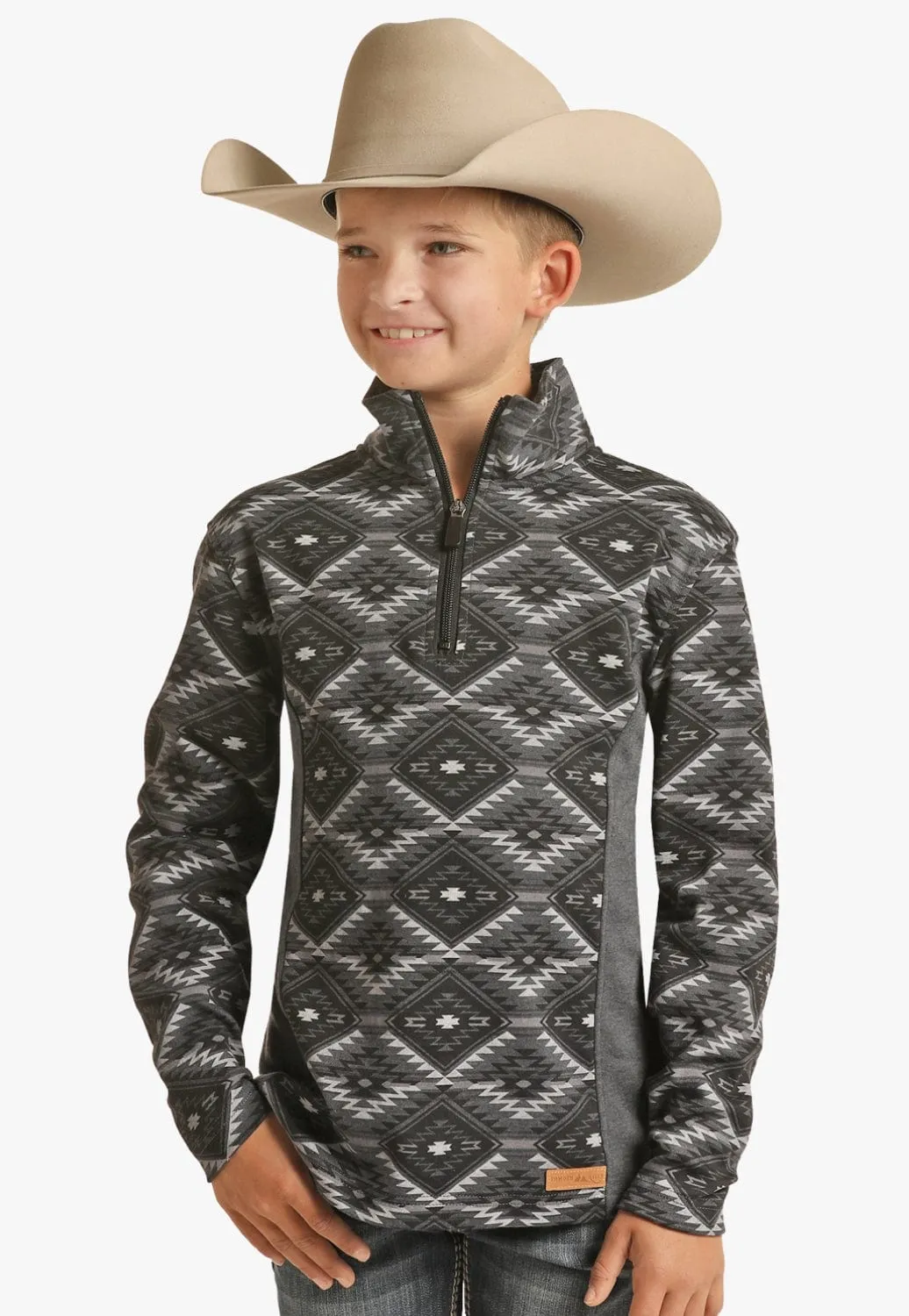 Panhandle Kids Aztec Knit Quarter Zip Pullover