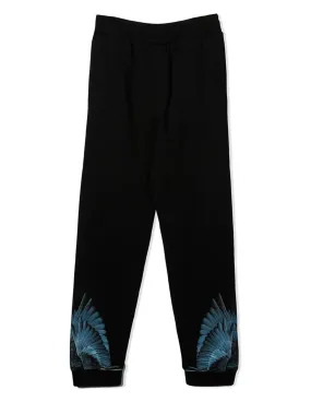 Marcelo Burlon Kids' Pantalone in Blue Wings Nero