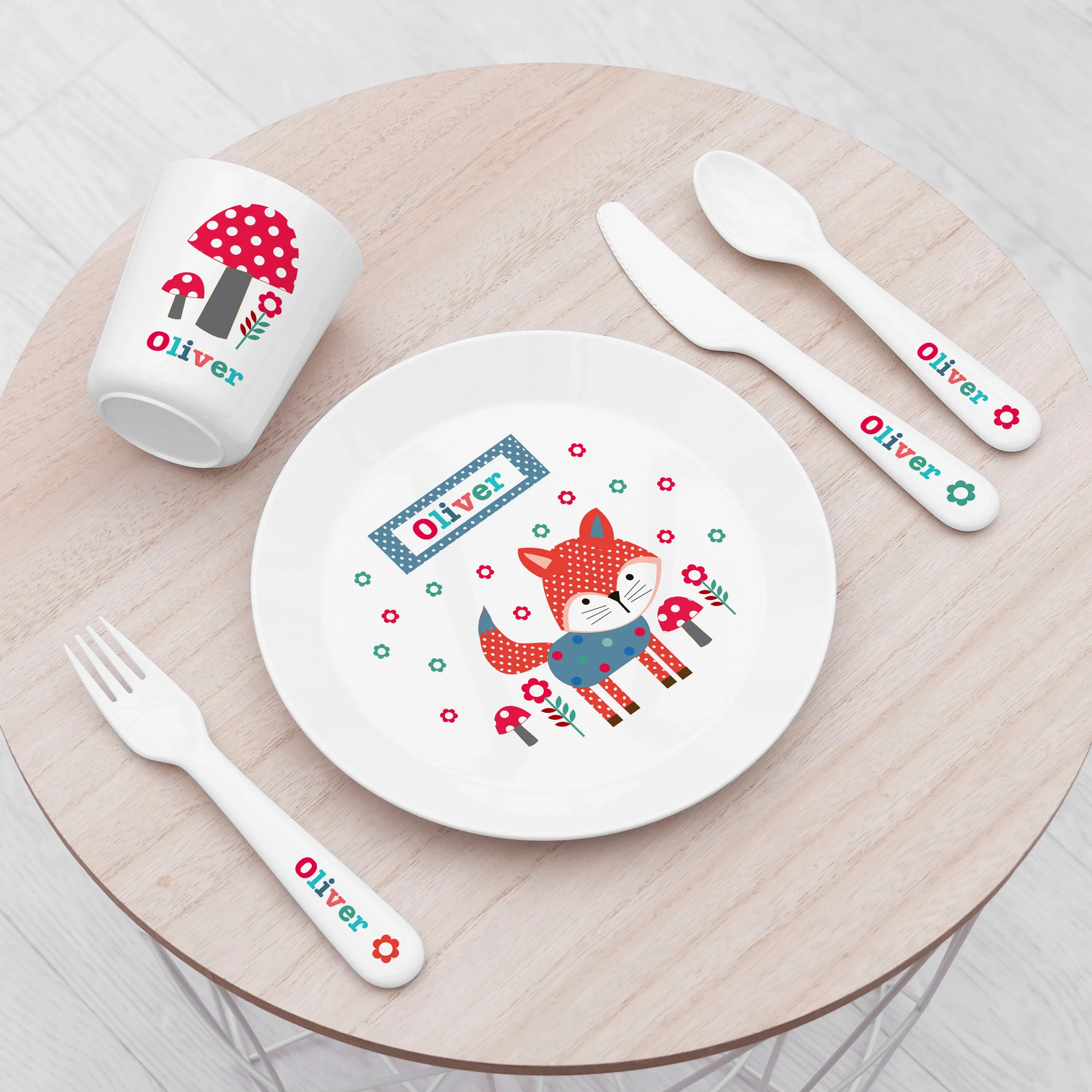 Personalised Little Fox Dining Set Kids