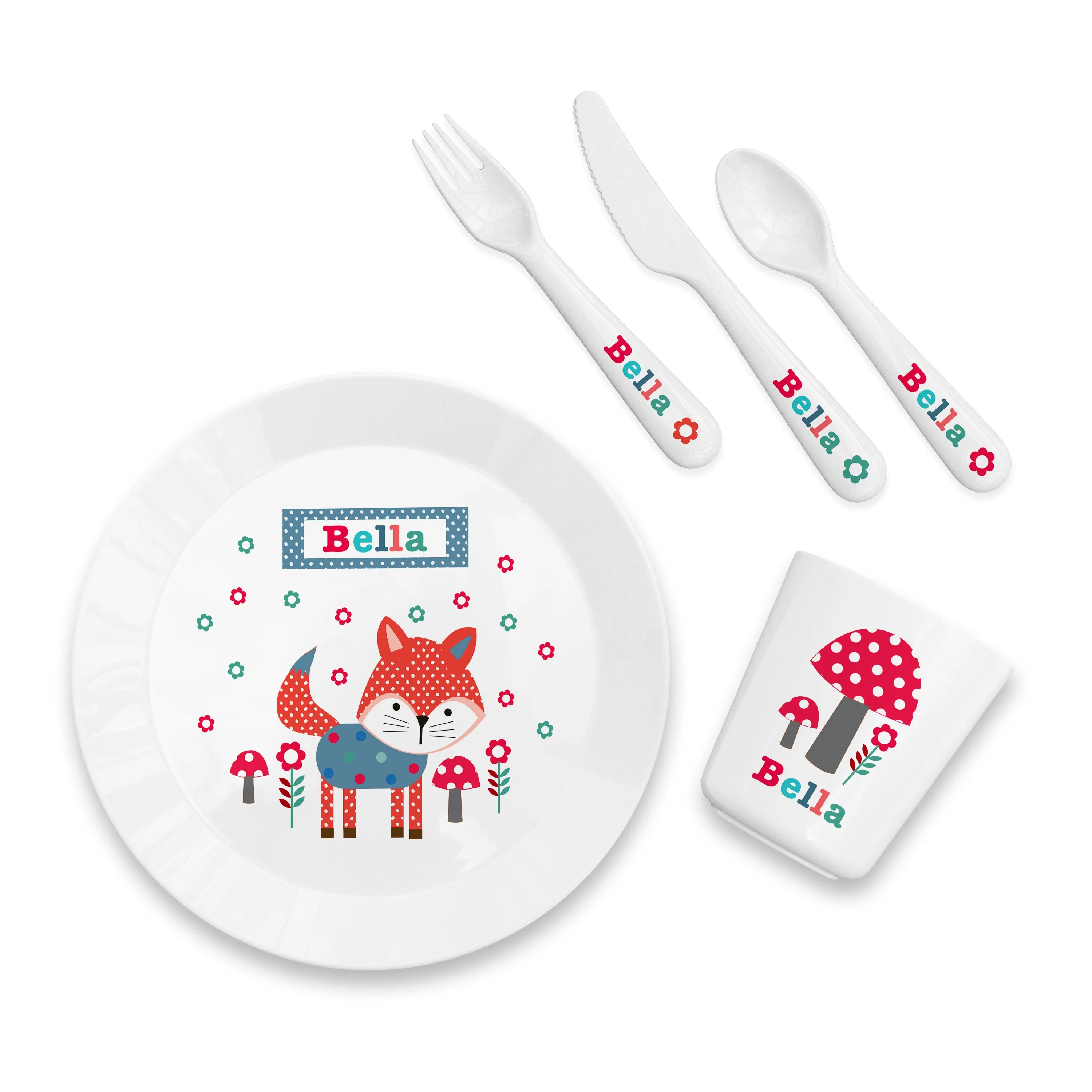 Personalised Little Fox Dining Set Kids