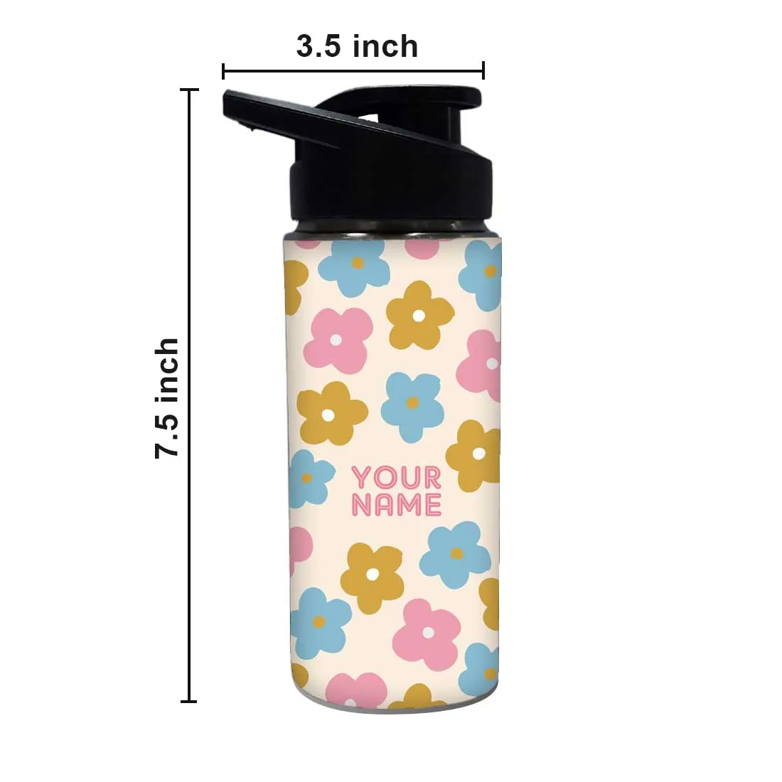 Personalised Name Bottle Sipper Bottles For Kids-Floral