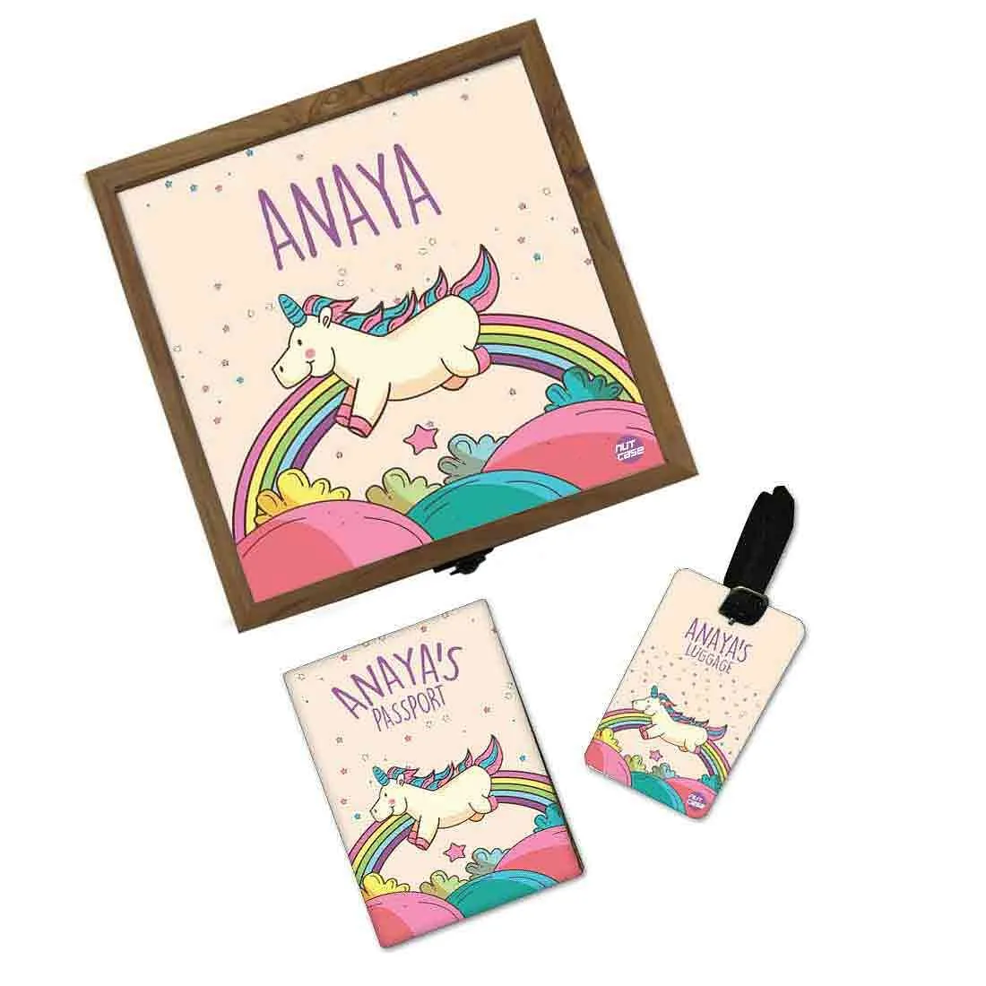 Personalised Passport Holder For Kids  - Magical Unicorn Rainbow