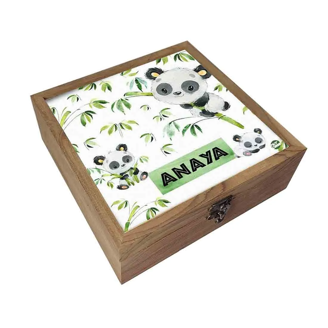 Personalized for Kids Wood Jewelry Storage - Cute Panda