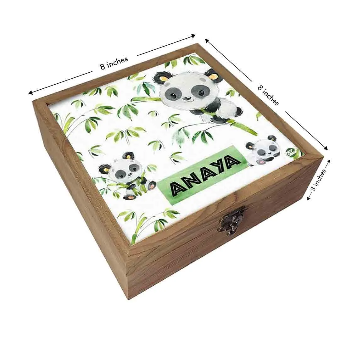 Personalized for Kids Wood Jewelry Storage - Cute Panda