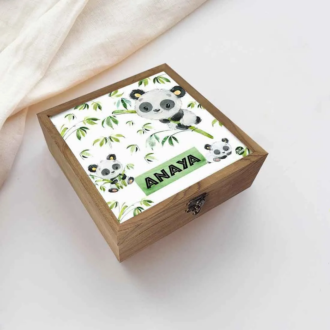 Personalized for Kids Wood Jewelry Storage - Cute Panda