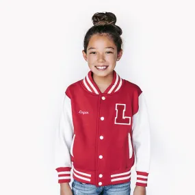 Personalized Kids Sweatshirt Varsity Jacket RED/WHITE