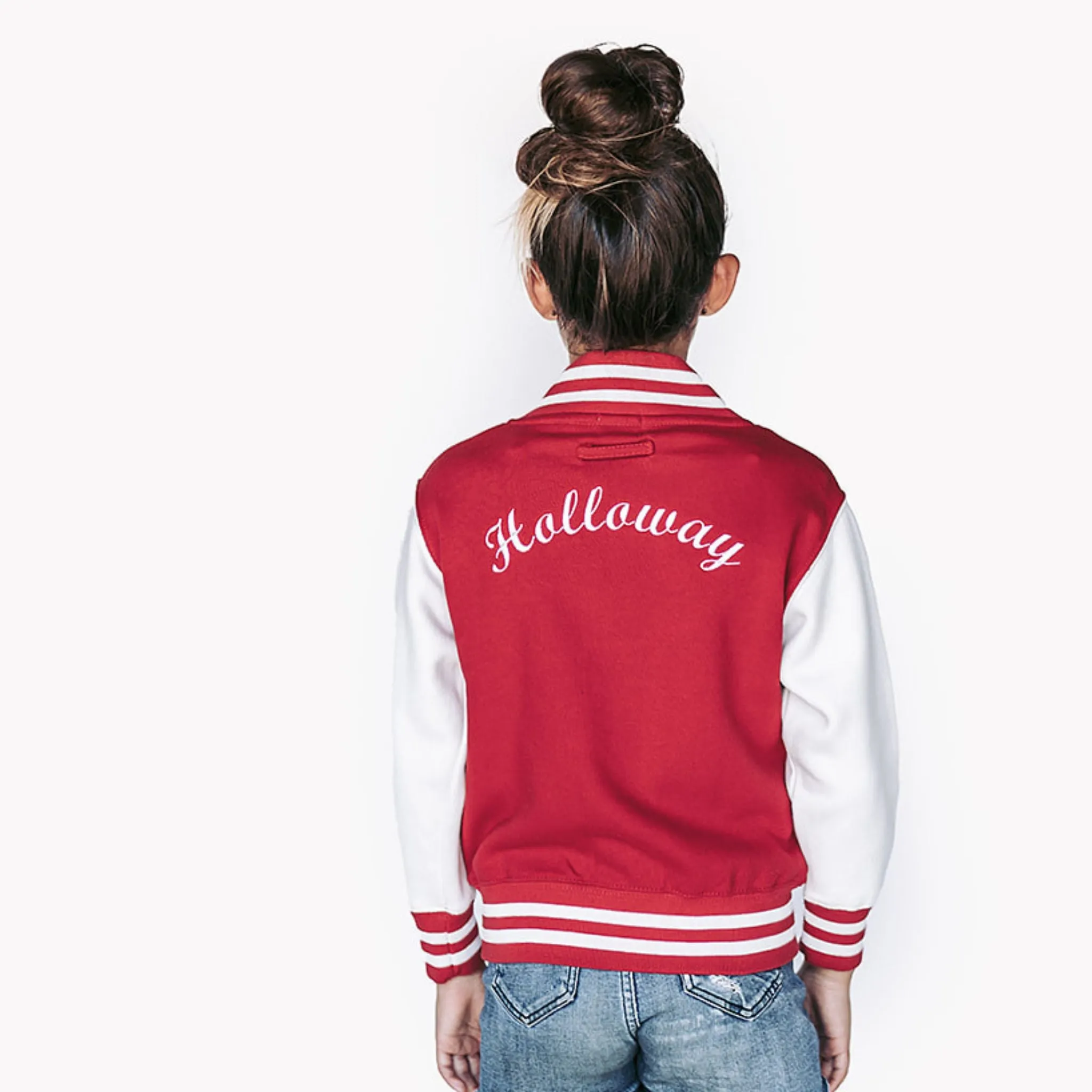 Personalized Kids Sweatshirt Varsity Jacket RED/WHITE