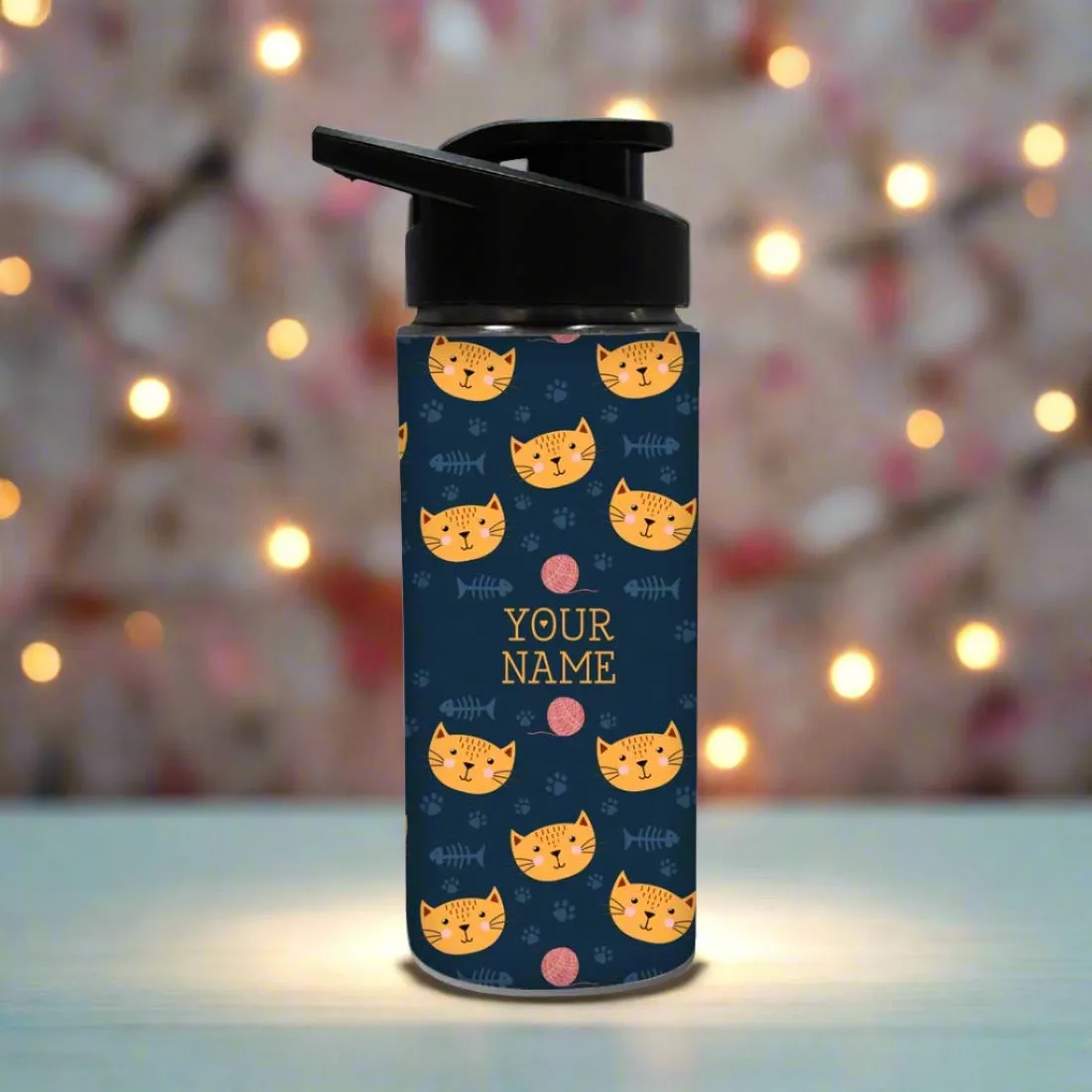 Personalized Sipper Bottle For Kids - Cat Foot Print