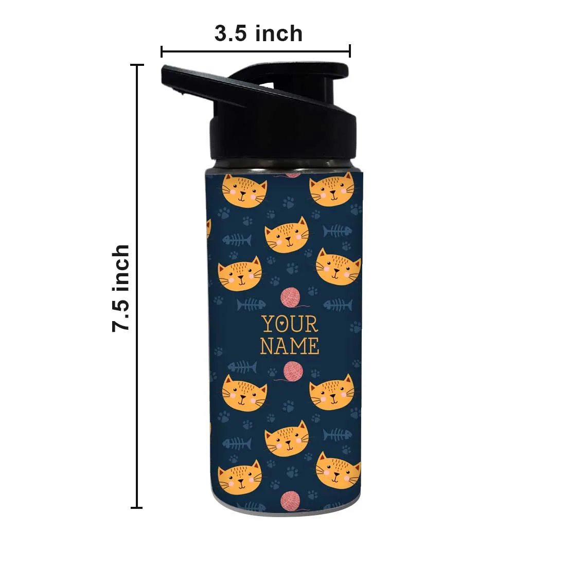 Personalized Sipper Bottle For Kids - Cat Foot Print