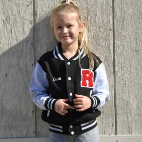 Personalized Sweatshirt Kids Varsity Jacket BLACK/GREY