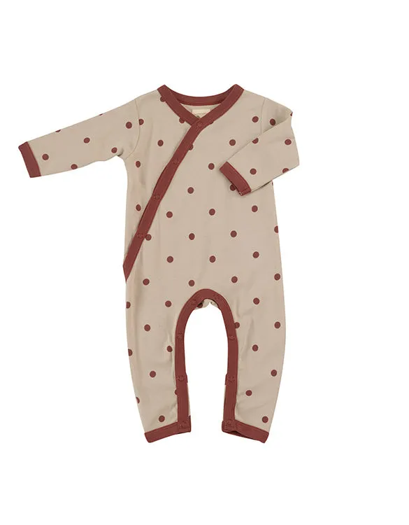 Organic Kimono Onesie in Small Polka Dot Print