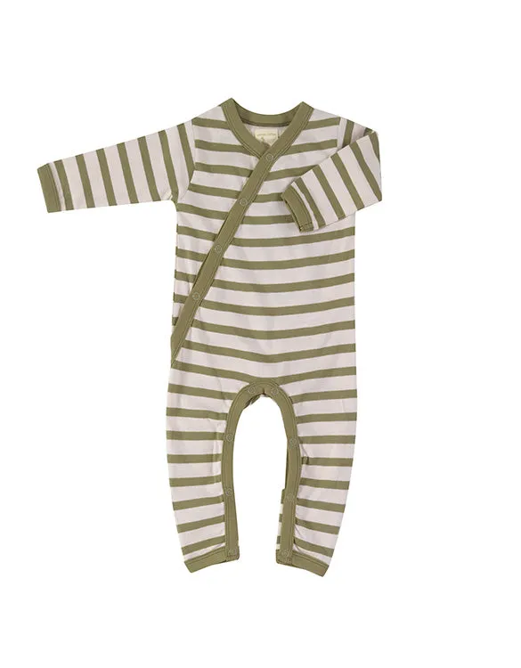 Olive Stripe Sleepsuit by Pigeon Organics