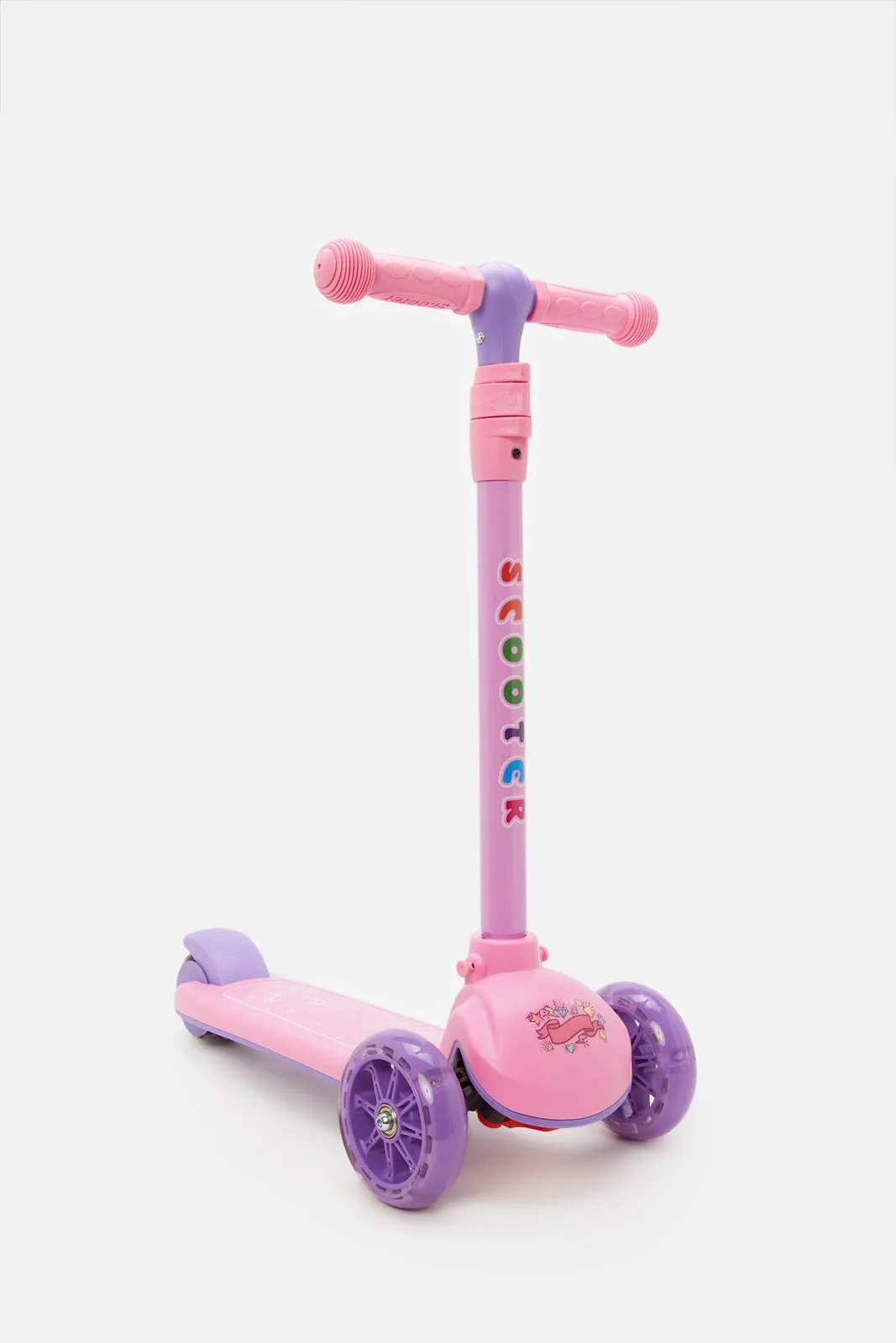 Pink Kids Push Scooter With Adjustable Height