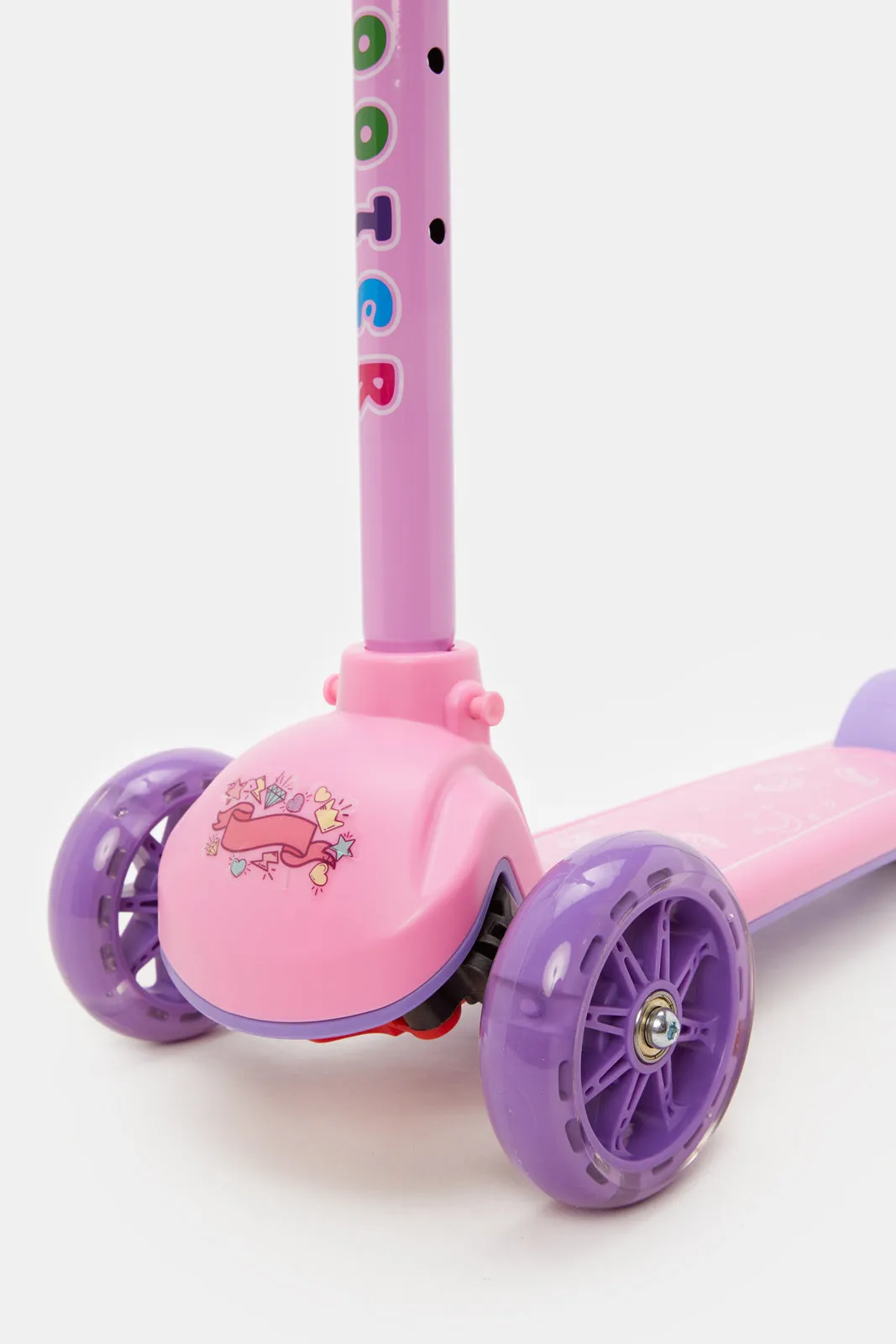 Pink Kids Push Scooter With Adjustable Height