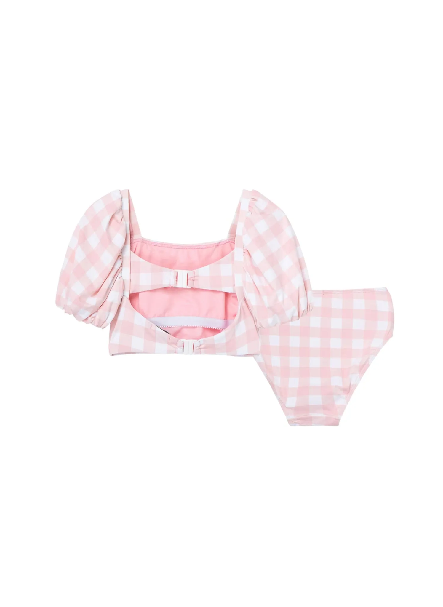 Trendy Habitual Plaid Chic Bubble Sleeve Bikini for Kids