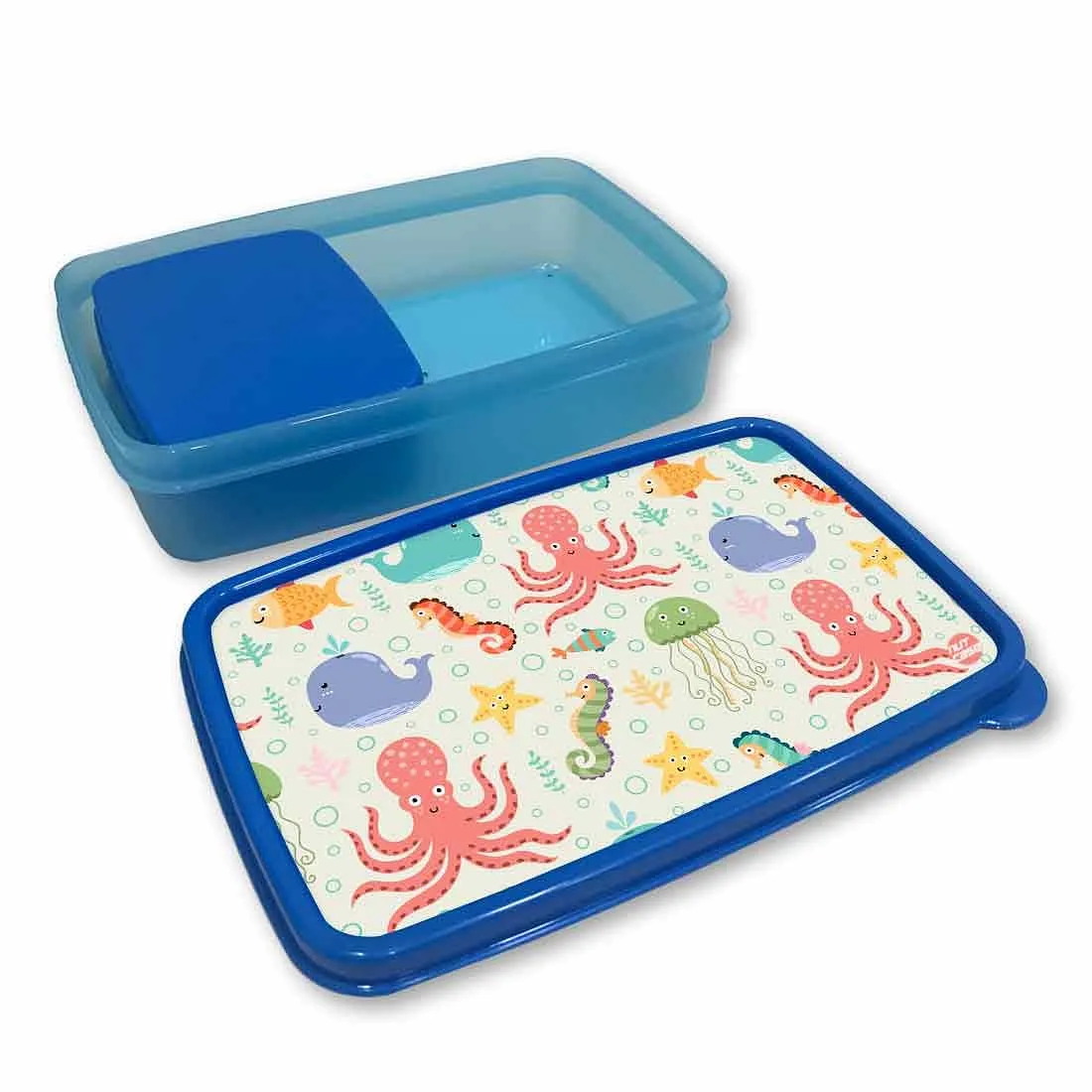 Plastic Designer Lunch Box Organizer for School Kids Boys - Octopus and Jellyfish