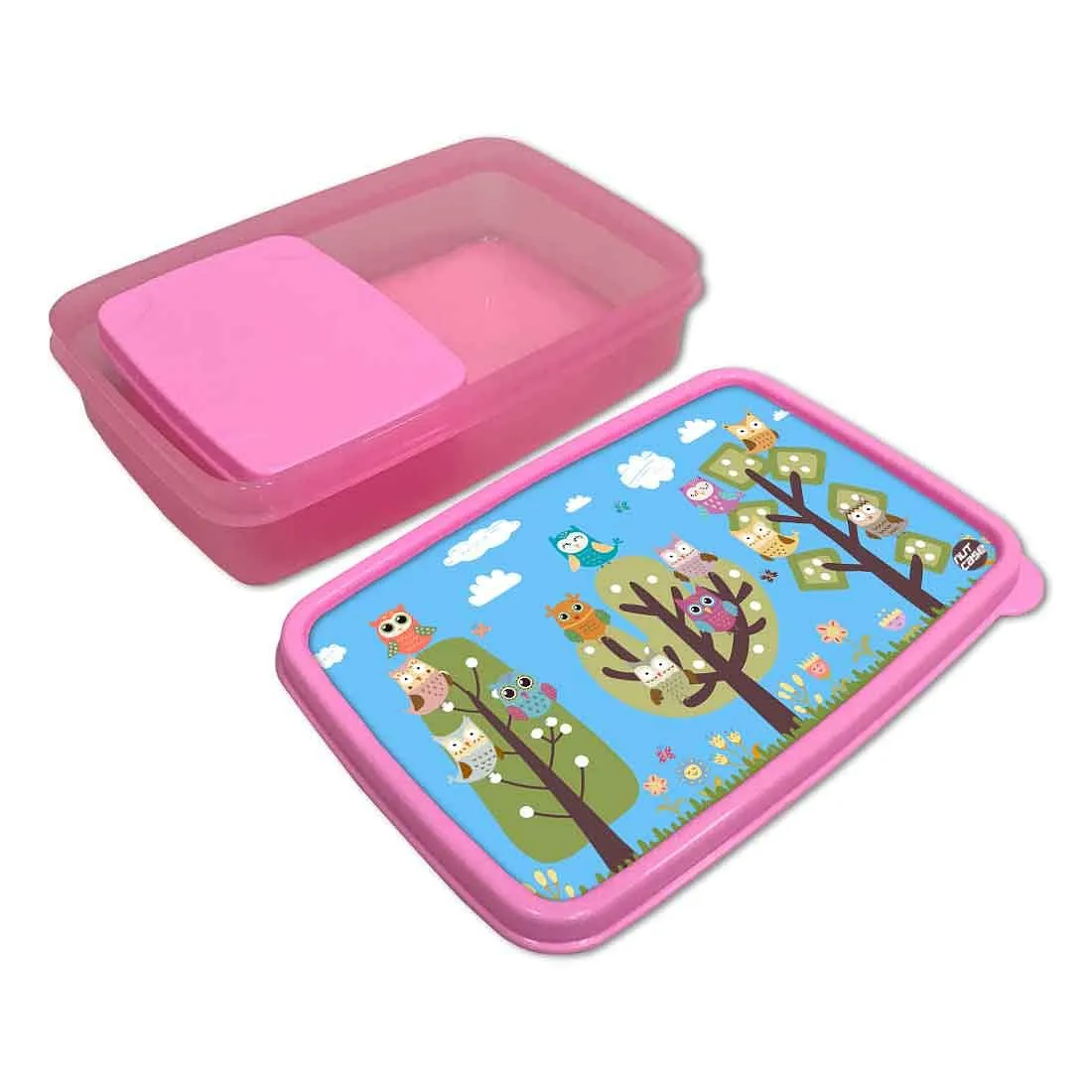 Plastic Tiffin Box for Kids Girls School Snack Containers - Small Owls