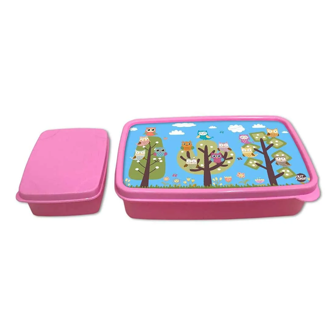 Plastic Tiffin Box for Kids Girls School Snack Containers - Small Owls