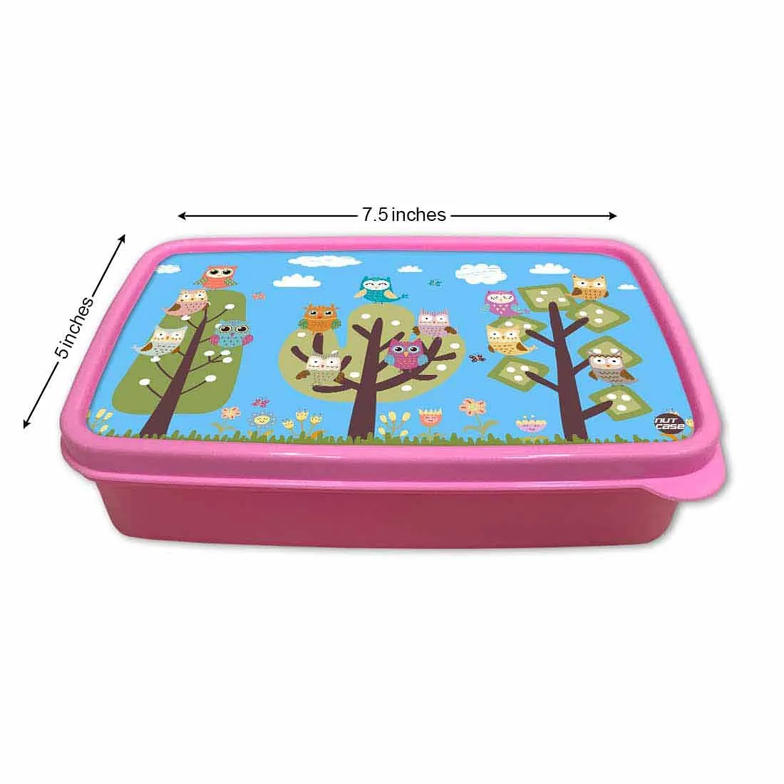 Plastic Tiffin Box for Kids Girls School Snack Containers - Small Owls