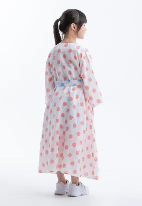 Inner Dress With Polka Dot Printed Kimono Set