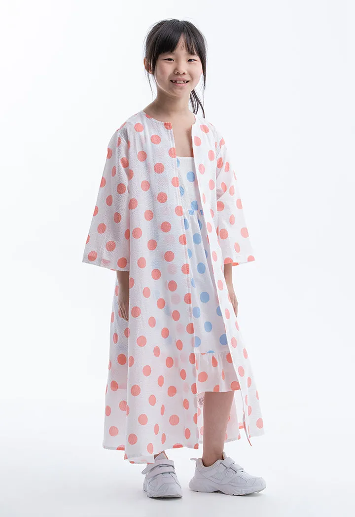 Inner Dress With Polka Dot Printed Kimono Set