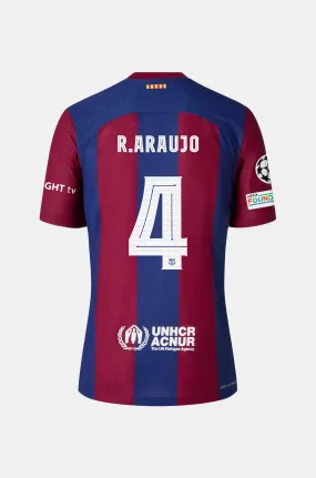 Junior FC Barcelona Home Shirt 23/24 - R. ARAUJO Edition