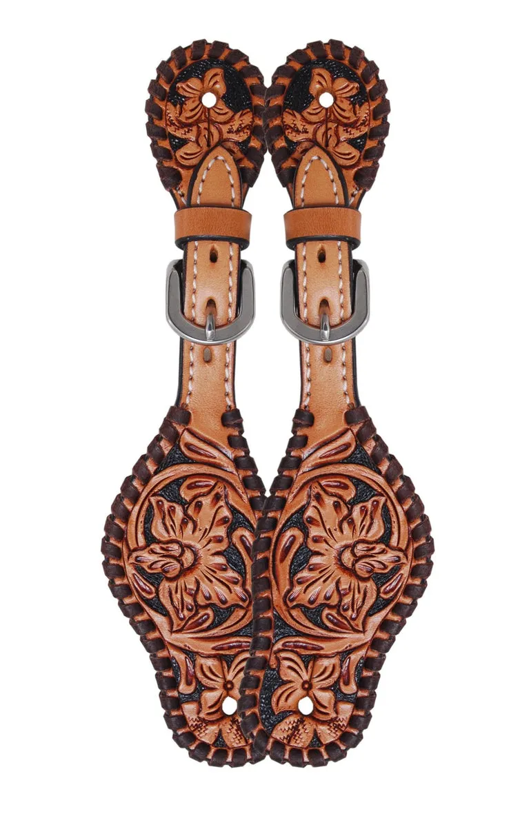 Rafter T Kids Leather Tooled Spur Straps