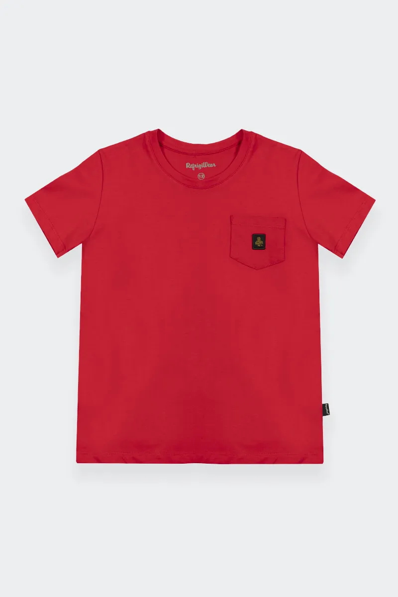 red t-shirt with pocket for kids